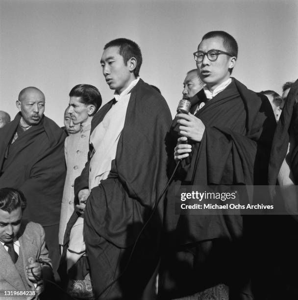 The Dalai Lama attends the UNESCO Buddhist Conference, held at the Ashok Hotel in New Delhi, December 1956.