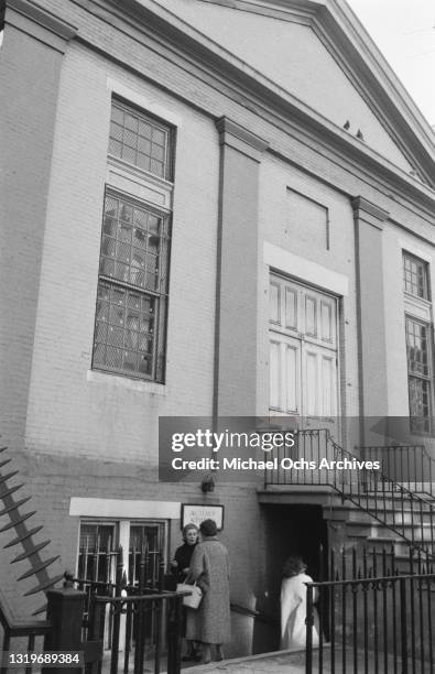 Exterior view of the Actors Studio at 432 West 44th Street, in the Hell's Kitchen neighbourhood of Manhattan in New York City, New York, circa 1955.
