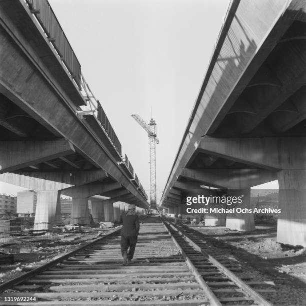 Construction underway on an unspecified venue for the 1960 Summer Olympics, hosted by Rome, Italy, 1st February 1960. The Games will open on 25...