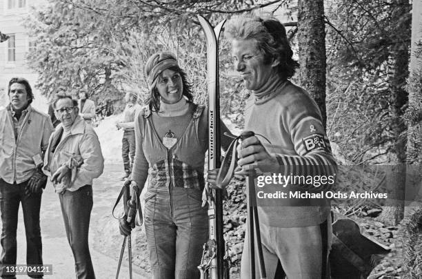 Franco-American singer Claudine Longet and her partner, American alpine ski racer Spider Sabich , attend the Pro-Am Lange Cup tournament, held at the...