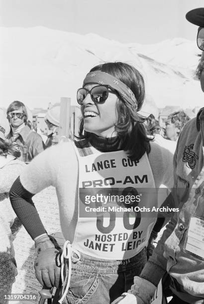 Franco-American singer Claudine Longet attends the Pro-Am Lange Cup tournament, held at the Sun Valley Resort, at the north end of Wood River Valley,...