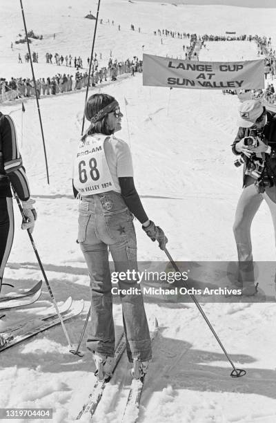 Franco-American singer Claudine Longet attends the Pro-Am Lange Cup tournament, held at the Sun Valley Resort, at the north end of Wood River Valley,...