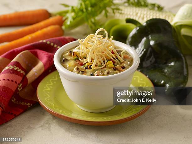 chicken corn chowder - corn chowder stock pictures, royalty-free photos & images