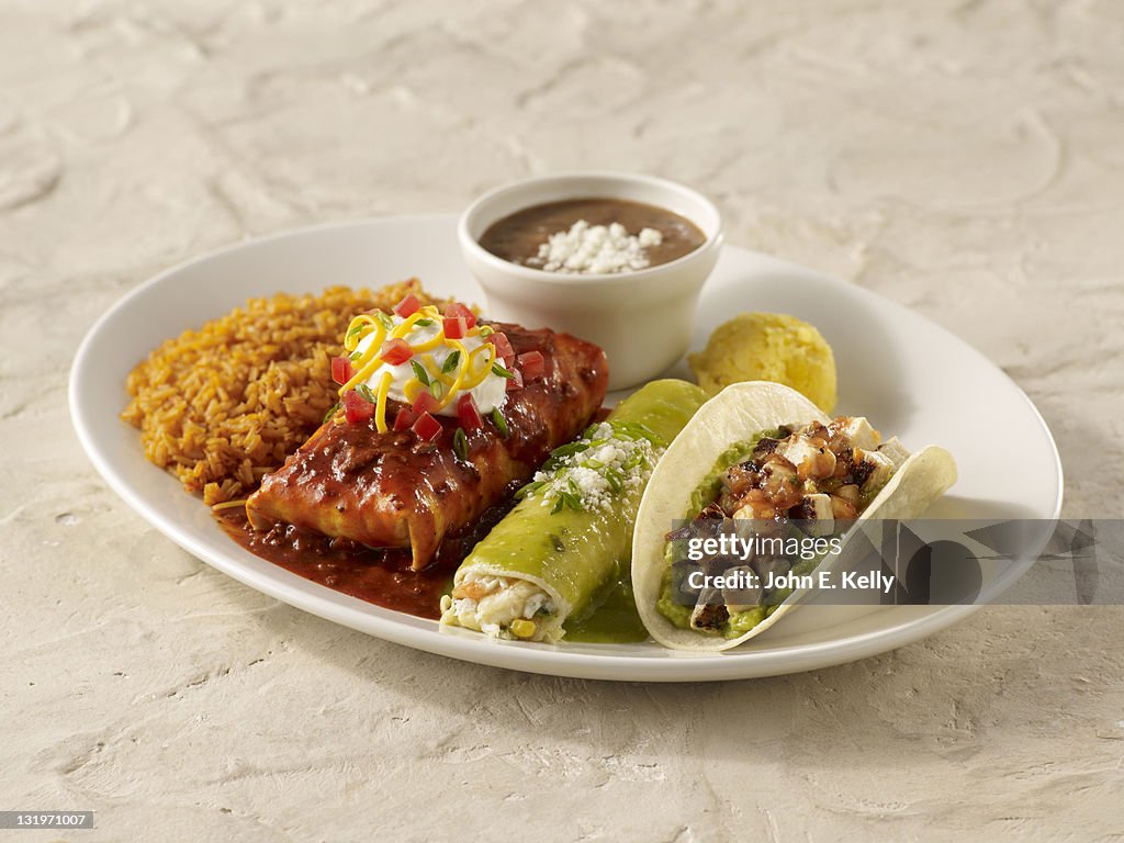 Taco, Burrito, Enchilada Combo