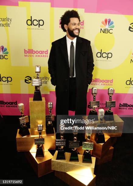 Pictured: The Weeknd, winner of Top Artist, Top Male Artist, Top Hot 100 Artist, Top Radio Songs Artist, Top R&B Artist, Top R&B Male Artist, Top R&B...