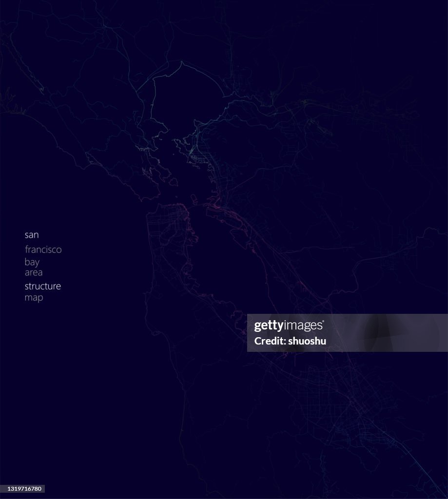 San Francisco Bay Area Struktur Farbskizze Karte