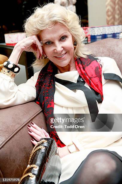 Elaine Wynn poses at the Scalamandre Cocktail Party in Honor of Elaine Wynn and Communities in Schools at Scalamandre on November 8, 2011 in West...