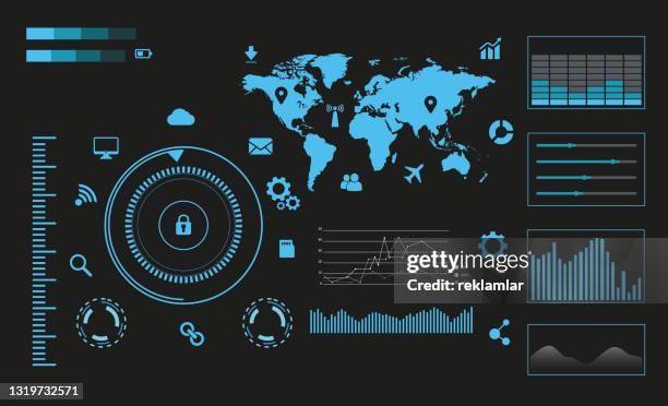 creative vector illustration of hud interface elements set, infographics sci fi isolated on transparent futuristic background. art design template. abstract future concept science virtual graphic - dashboard stock illustrations