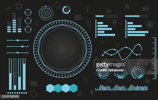 creative vector illustration of hud interface elements set, infographics sci fi isolated on transparent futuristic background. art design template. abstract future concept science virtual graphic - digital viewfinder stock illustrations