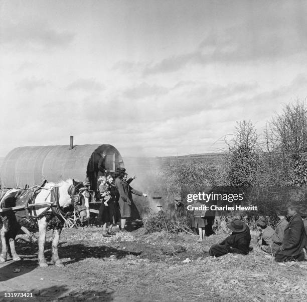 Family of Irish itinerants in County Clare, Ireland, March 1951. Original Publication : Picture Post - 5423 - Irish Tinkers - unpub.