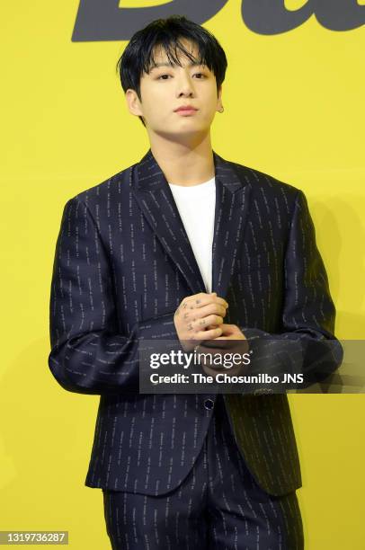 Jungkook of BTS attends a press conference for BTS's new digital single 'Butter' at Olympic Hall on May 21, 2021 in Seoul, South Korea.