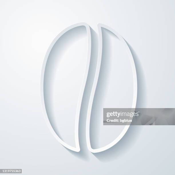 coffee bean. icon with paper cut effect on blank background - coffee cherry bean stock illustrations