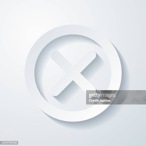 cross mark. icon with paper cut effect on blank background - letter x 3d stock illustrations