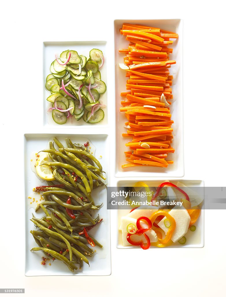 Pickled Cucumber, Carrots, Green Beans and Jicama