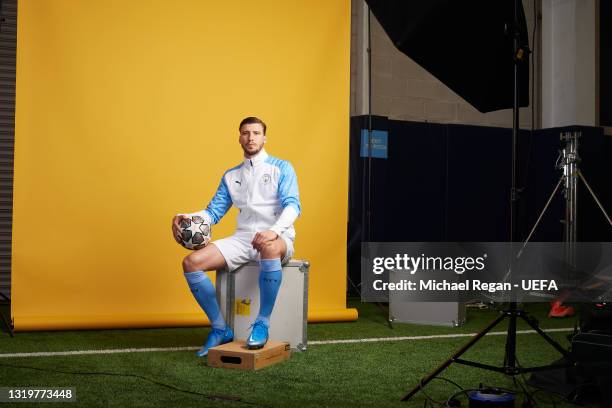 Of Manchester City poses for a portrait during a Champions League final media access day ahead of the 2021 on May 19, 2021 in Manchester, England.