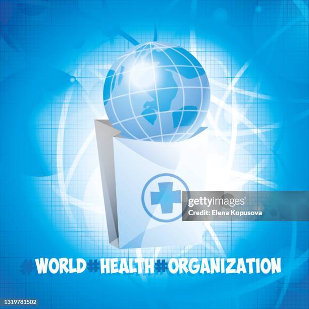 medicine and the globe on a colored abstract background. - pharmaceutical manufacturing machine stock illustrations