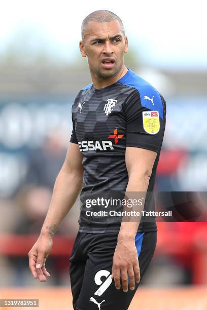 James Vaughan of Tranmere Rovers looks on during the Sky Bet League Two Play-off Semi Final 2nd Leg match between Morecambe and Tranmere Rovers at...