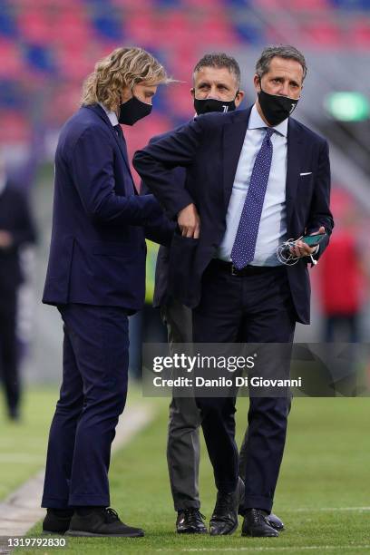 Pavel Nedved of Juventus and Fabio Paratici of Juventus during the Serie A match between Bologna FC and Juventus at Stadio Renato Dall'Ara on May 23,...