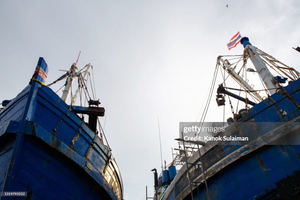 Ship under repairs