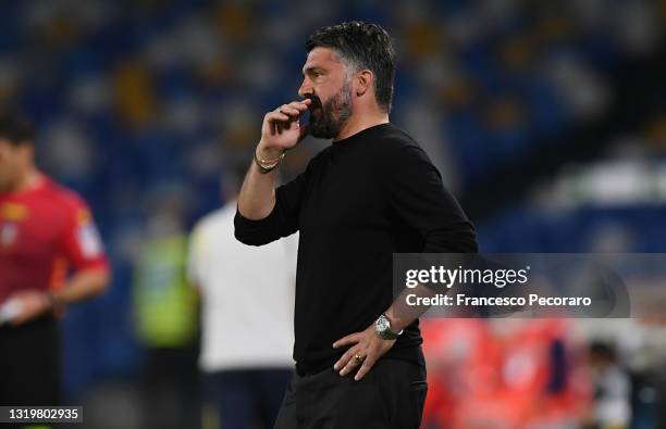 Gennaro Gattuso Head coach of SSC Napoli during the Serie A match between SSC Napoli and Hellas Verona FC at Stadio Diego Armando Maradona on May 23,...