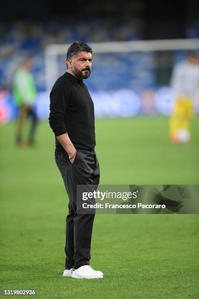 Gennaro Gattuso Head coach of SSC Napoli during the Serie A match between SSC Napoli and Hellas Verona FC at Stadio Diego Armando Maradona on May 23,...