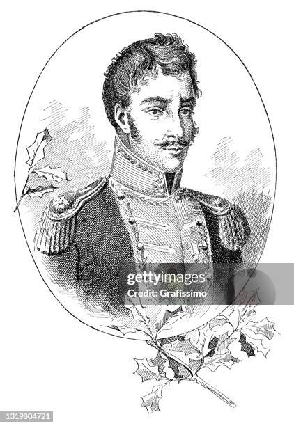 simon bolivar the liberator portrait 1895 - simon bolivar stock illustrations