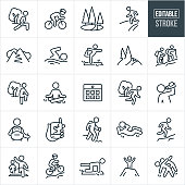 Outdoor Exercise Thin Line Icons - Editable Stroke