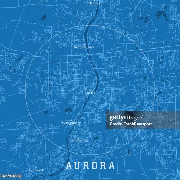 aurora il city vektor road map blauer text - aurora stock-grafiken, -clipart, -cartoons und -symbole