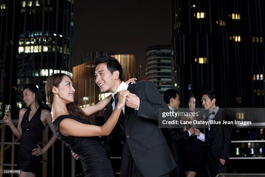 Couple Dancing at an Outdoor Party