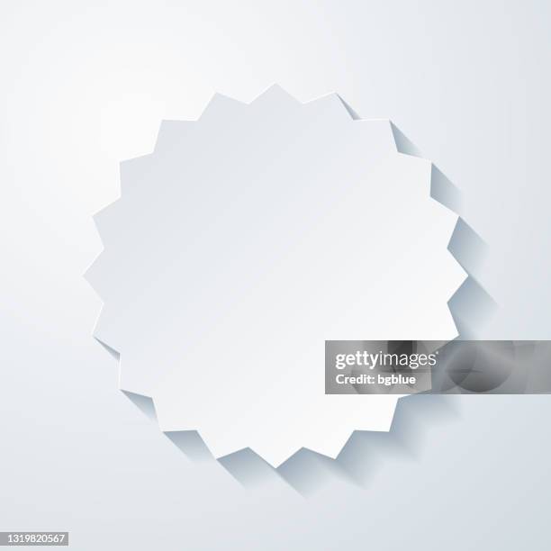 starburst sunburst badge. icon with paper cut effect on blank background - paper art stock illustrations