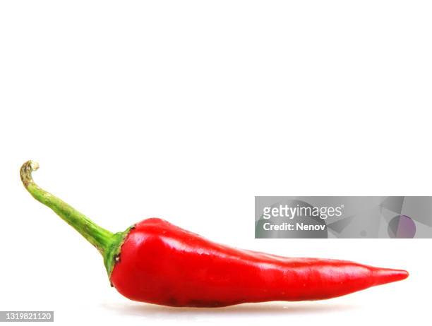 red chili pepper isolated on white background - red pepper stock pictures, royalty-free photos & images