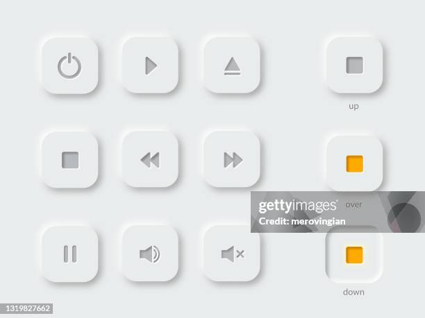 multimedia symbols and audio, music speaker volume icons - voice activation stock illustrations