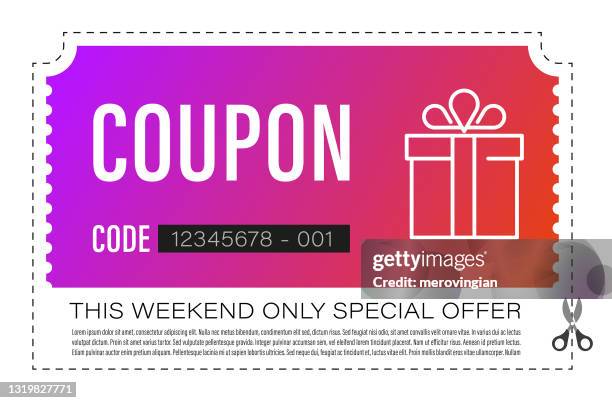 ilustrações de stock, clip art, desenhos animados e ícones de discount coupon. ready-to-use - voucher card