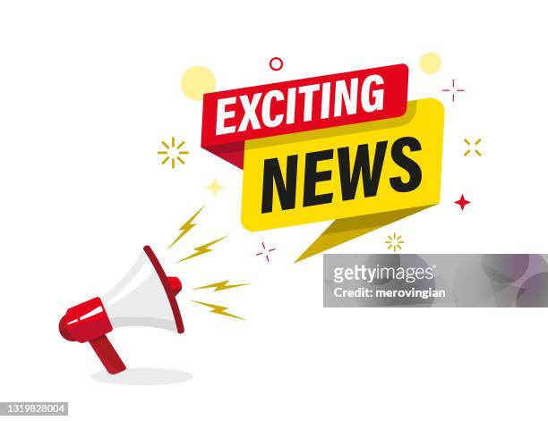 megaphone with 'exciting news' speech bubble. loudspeaker. banner for business, marketing and advertising. - news event stock illustrations