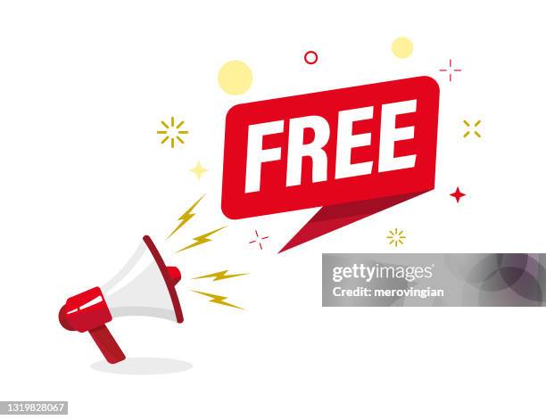 stockillustraties, clipart, cartoons en iconen met megafoon met 'vrije' spraakbubbel - gratis