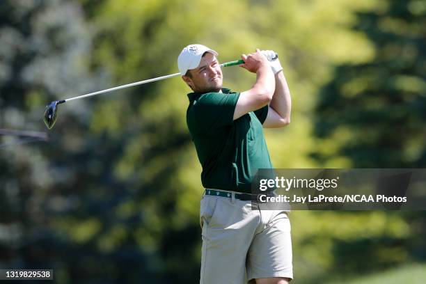Rob Wuethrich of the Illinois Wesleyan Titans plays during the Division III Men’s Golf Championship held at the Oglebay Resort on May 14 in Wheeling,...