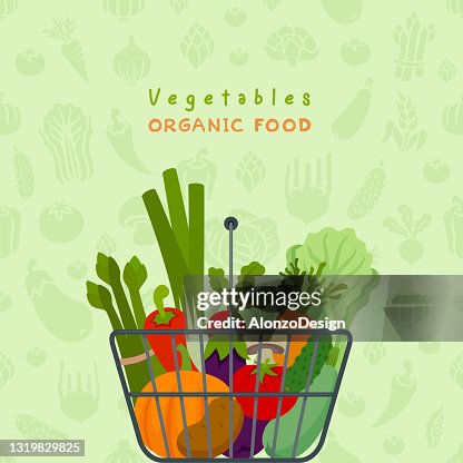 Fresh and organic vegetables in shopping basket. Grocery shopping food concept. Fresh and organic vegetables in shopping basket. Grocery shopping food concept.