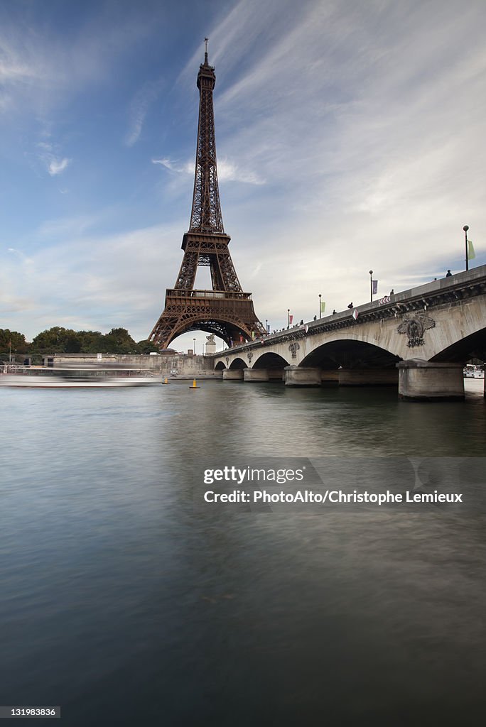 Seine river, Eiffel Tower and Pont d'Iena, Paris, France
