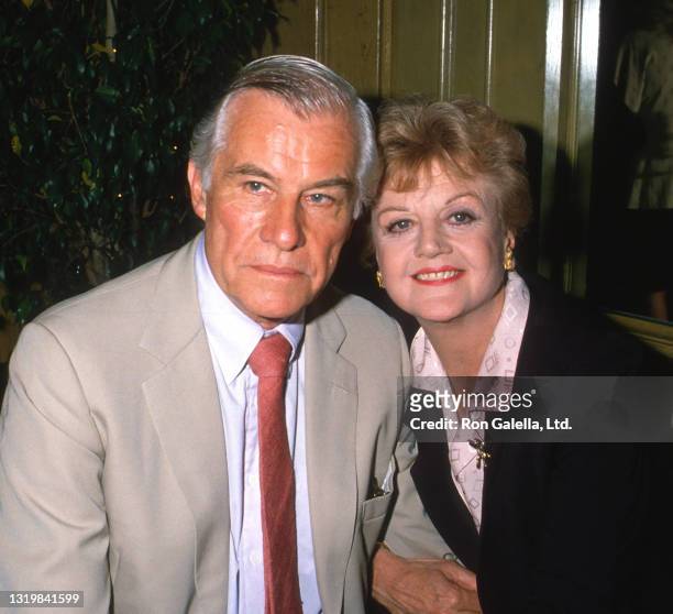 Peter Shaw and Angela Lansbury attends Italiana Television Honors Luncheon at Chasen's Restaurant in Beverly Hills, California on October 14, 1988.