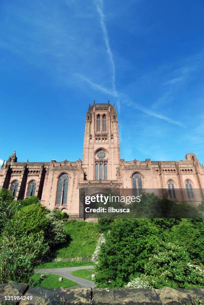 anglican cathedral in liverpool - liverpool cathedral stock pictures, royalty-free photos & images