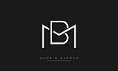 MB or BM Alphabet Letters Abstract Icon logo Vector