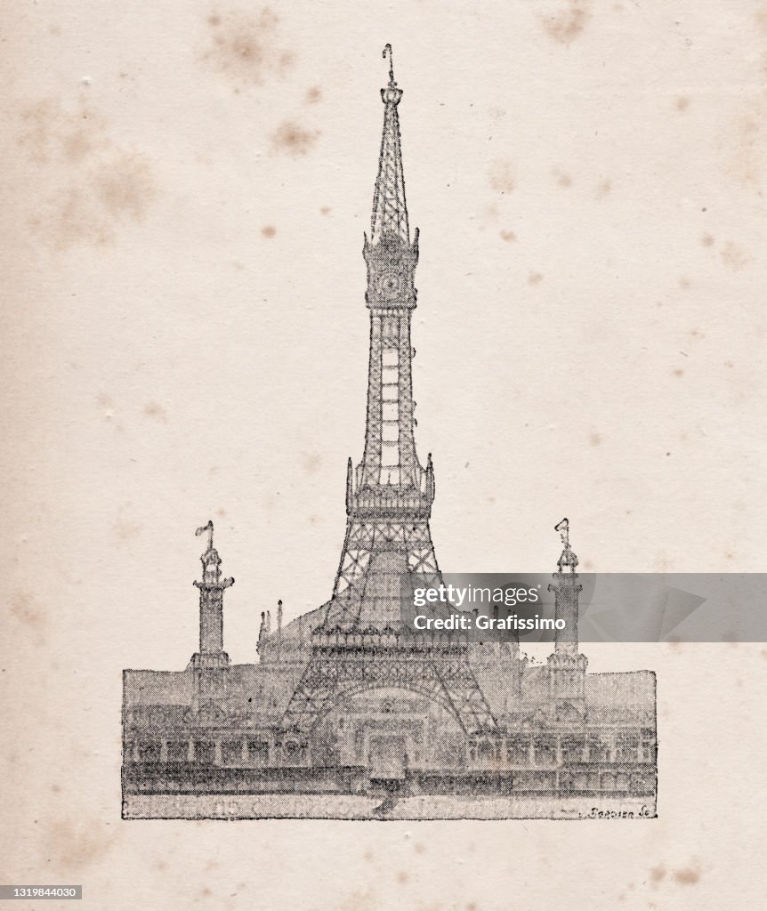 Sketch for remodeling the Eiffel Tower in 1895