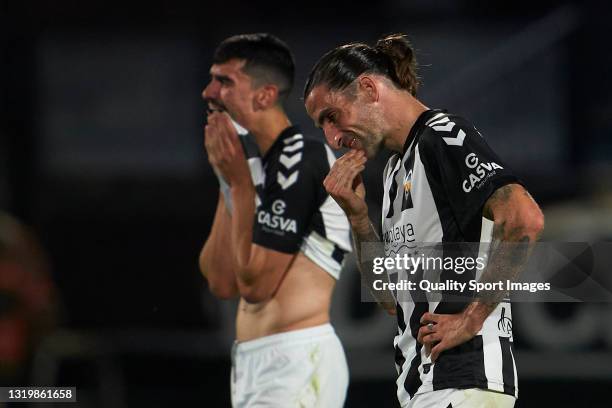 Marc Mateu of CD Castellon reacts during the Liga Smartbank match betwen CD Castellon and Rayo Vallecano at Nou Castalia on May 24, 2021 in Castellon...