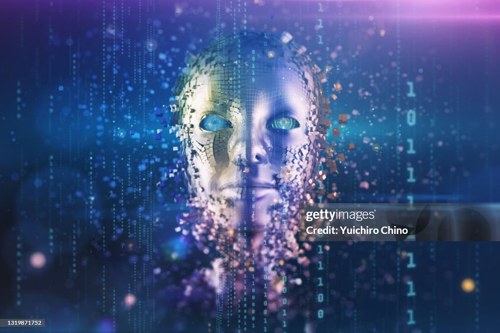 Robot Faces Using Coding Ai Robot Face And Binary Code High-Res Stock Photo - Getty Images