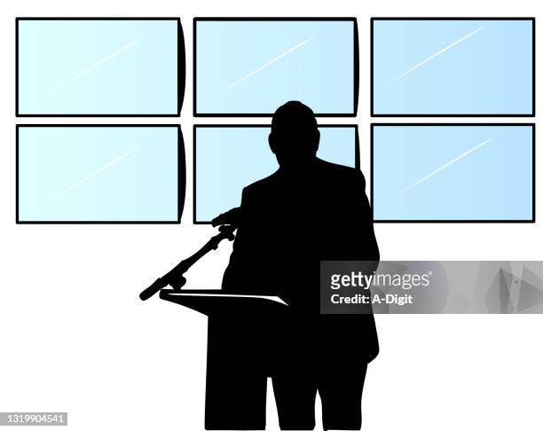 public speaking media attention - press conference stock illustrations
