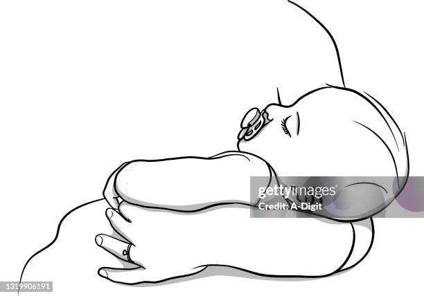 babysleepingmitsoother - mutter stock-grafiken, -clipart, -cartoons und -symbole