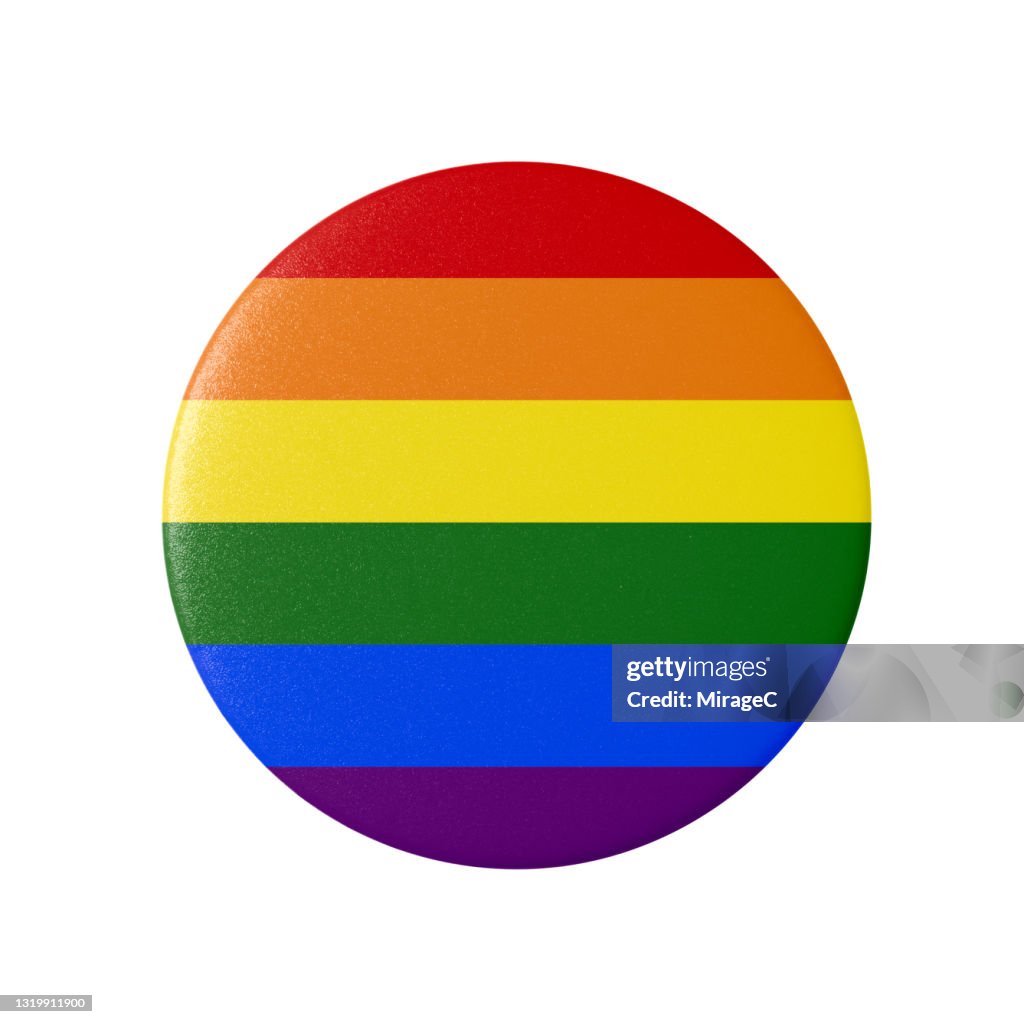 Photography of Rainbow Striped Button Badge Isolated on White