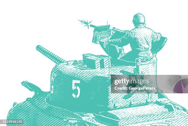 wwii m5 斯圖亞特坦克在奧馬哈海灘發射武器 - omaha beach 幅插畫檔、美工圖案、卡通及圖標