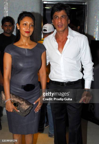 Gauri khan and Shahrukh Khan attend the film 'RA ONE' wrap up celebration on July 31, 2011 in Mumbai, India.