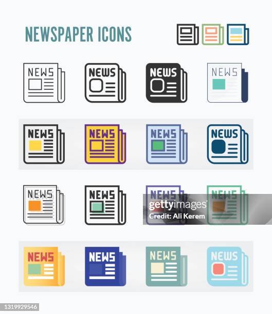 newspaper icon packs - newspaper stand stock illustrations